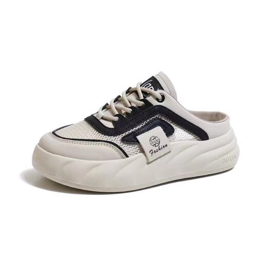 New style mesh half drag summer trendy hollow breathable thick sole increased casual slippers sandals board shoes