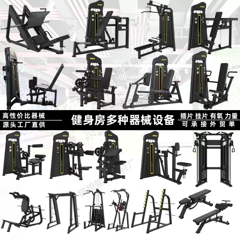 健身房力量器械商用哈克深蹲伸屈腿推胸二三头肌全套综合训练器材