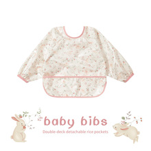 韩国婴儿围兜宝宝吃饭罩衣儿童四季防水饭兜防油围嘴长袖反穿衣