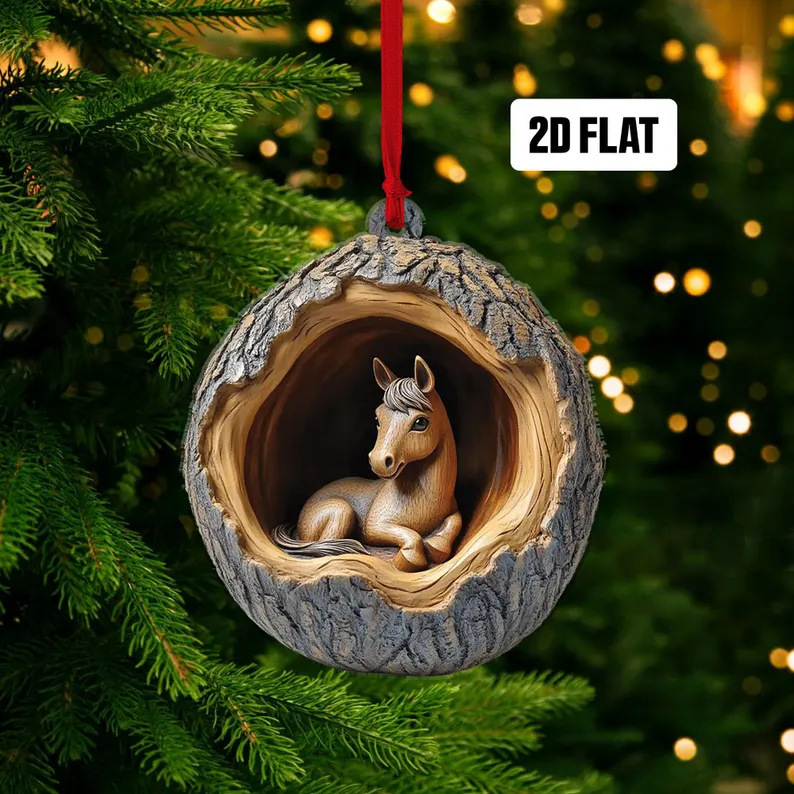 Nuevos búhos transfronterizos, osos, adornos de Navidad, colgantes de árbol de Navidad, colgantes de acrílico de impresión plana 2D