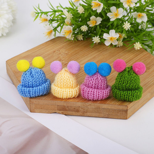 Cross-border Christmas mini hat Korean version knitted yarn hat DIY handmade pom-pom toy decorative accessories