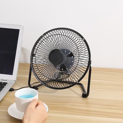 Cross-border USB small fan 8-inch iron craft office dormitory mini rotating fan portable desk subwoofer fan