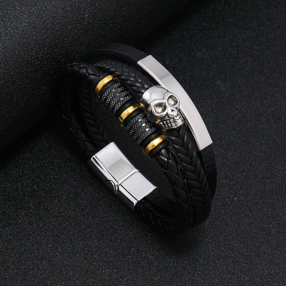 Men's Braided Leather Bracelet Waterproof And Hypoallergenic_voghion.com