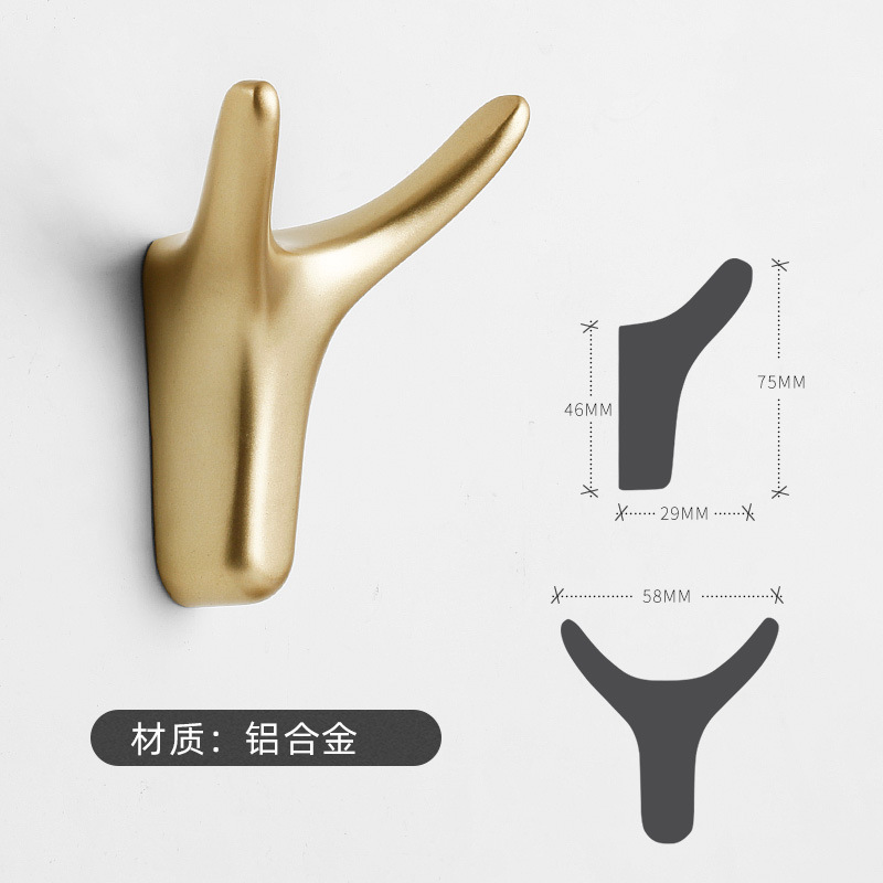 Directo de fábrica moderna de metal gancho ropa nórdica cuerno cuarto de baño armario puerta de pared colgante de pared gancho colgante