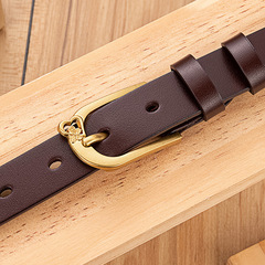 2022新款仿銅合金針扣真皮腰帶女生 頭層牛皮皮帶女百搭裝飾ins風