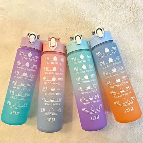 Cross-border gradient water cup large capacity plastic cup home use with scale line men and women high beauty kettle can be printed 
