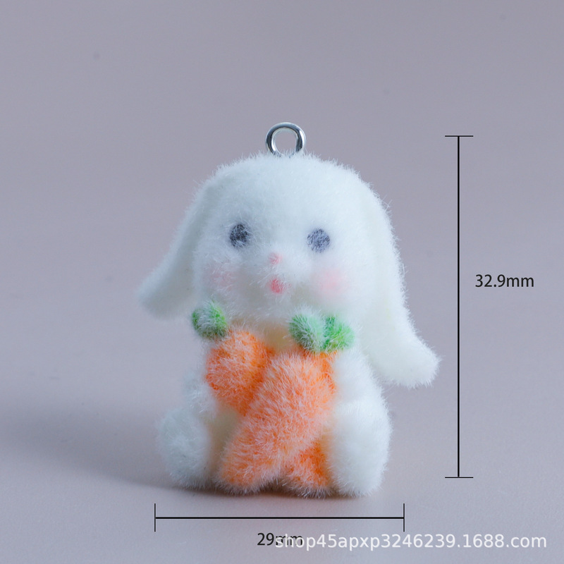 樹脂植毛小さなペンダント立体漫画かわいいニンジンウサギ DIY ジュエリーキーホルダー携帯電話ストラップペンダント|undefined