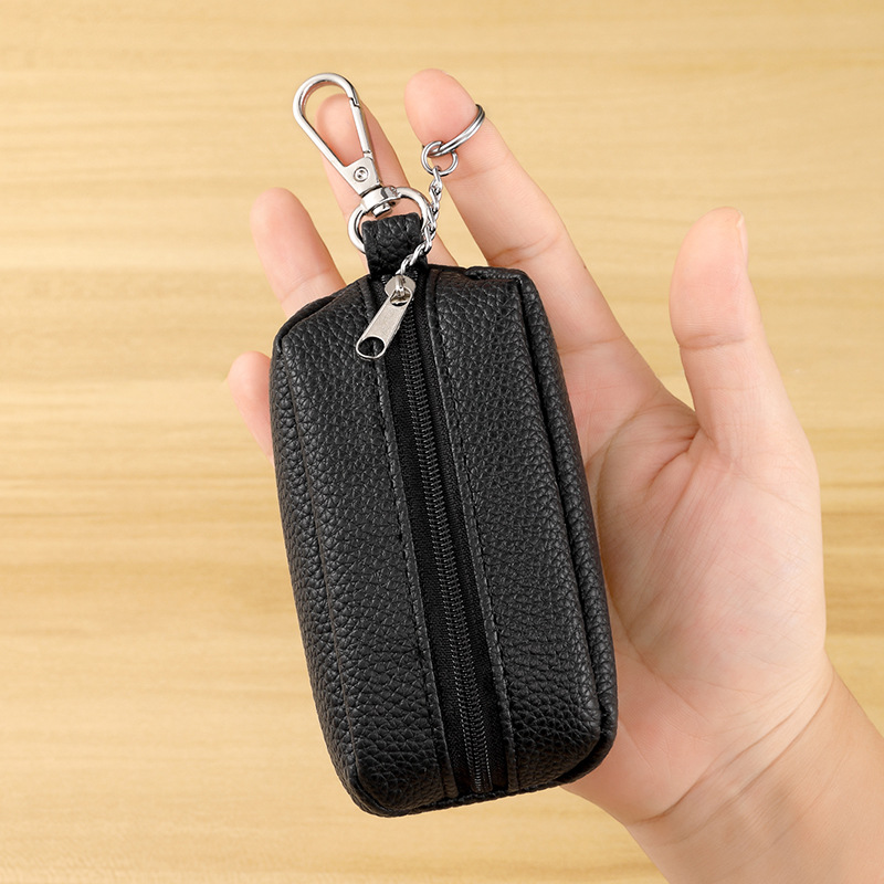 Venta caliente transfronteriza estuche para llaves para hombres de gran capacidad bolsa de almacenamiento de llaves de coche monedero bolsa de llavero multifuncional de cuero suave