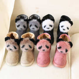 雪地靴女短靴加绒新款女靴2023冬款韩版棉鞋毛球熊猫短筒靴子