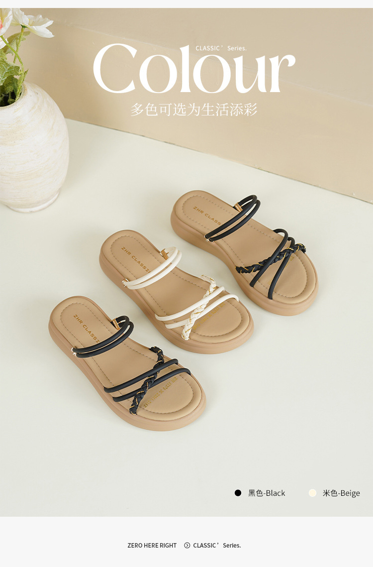 Dép sandal nữ đế bệt quai ngang đính đá phong cách Pháp — AY379 Đen chi tiết 6