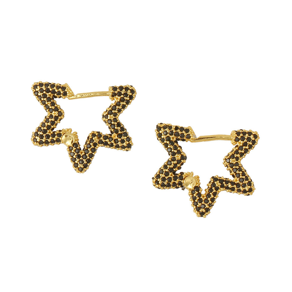 Korean Copper Micro-inlaid Five-pointed Star Earrings display picture 3