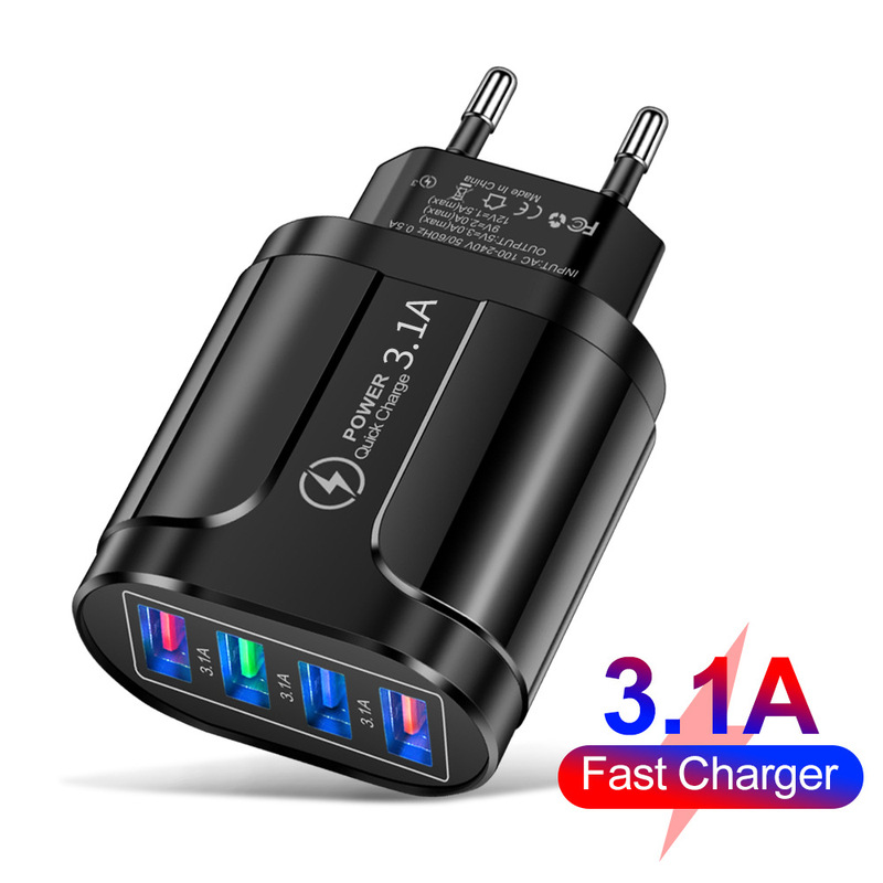 A generation of luminous 4USB mobile phone charger LED lamp 4 charging head travel charger adapter