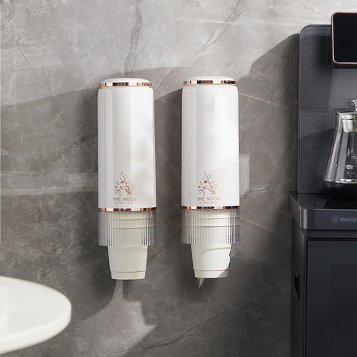 Independently designed light luxury disposable paper cup storage rack wall-mounted punch-free automatic cup dropper cross-border