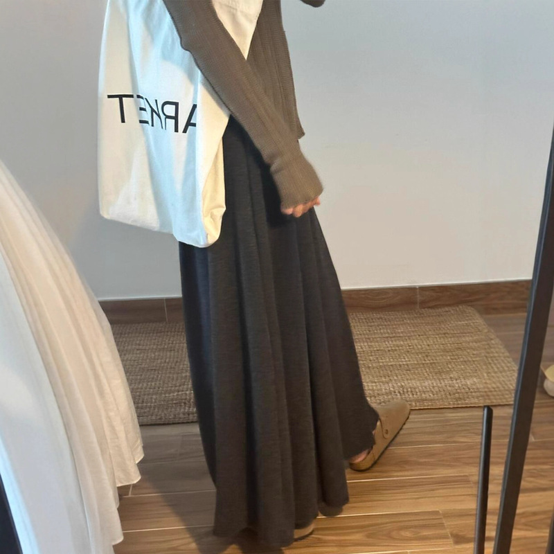 深灰色糯米裙裤女秋季新款胖妹妹mm高腰宽松显瘦垂感阔腿休闲裤子|undefined