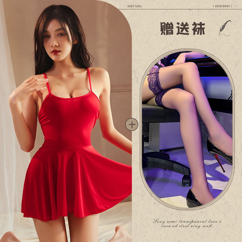 레드 + 블랙 스타킹