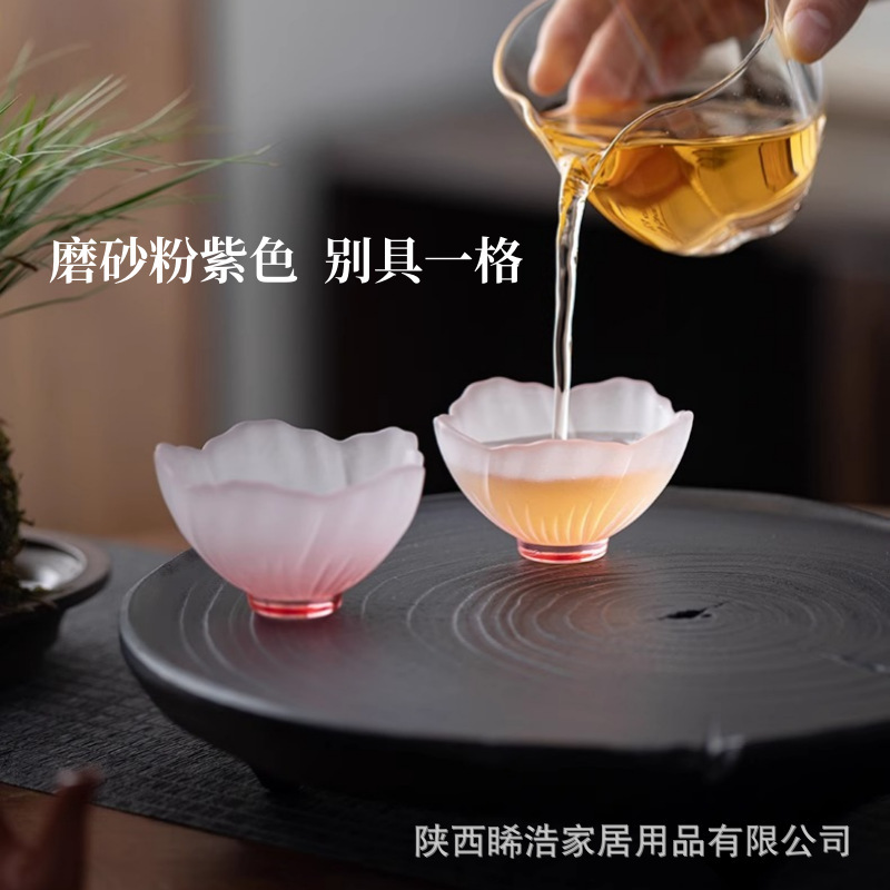 和風ガラス小茶カップ、桜ガラス茶カップ、ピンクフロスト槌目酒器、ガラスマスターカップ|undefined
