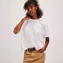 2025亚马逊速卖通街头镂空蝴蝶热辣少女风ins宽松短款圆领T恤