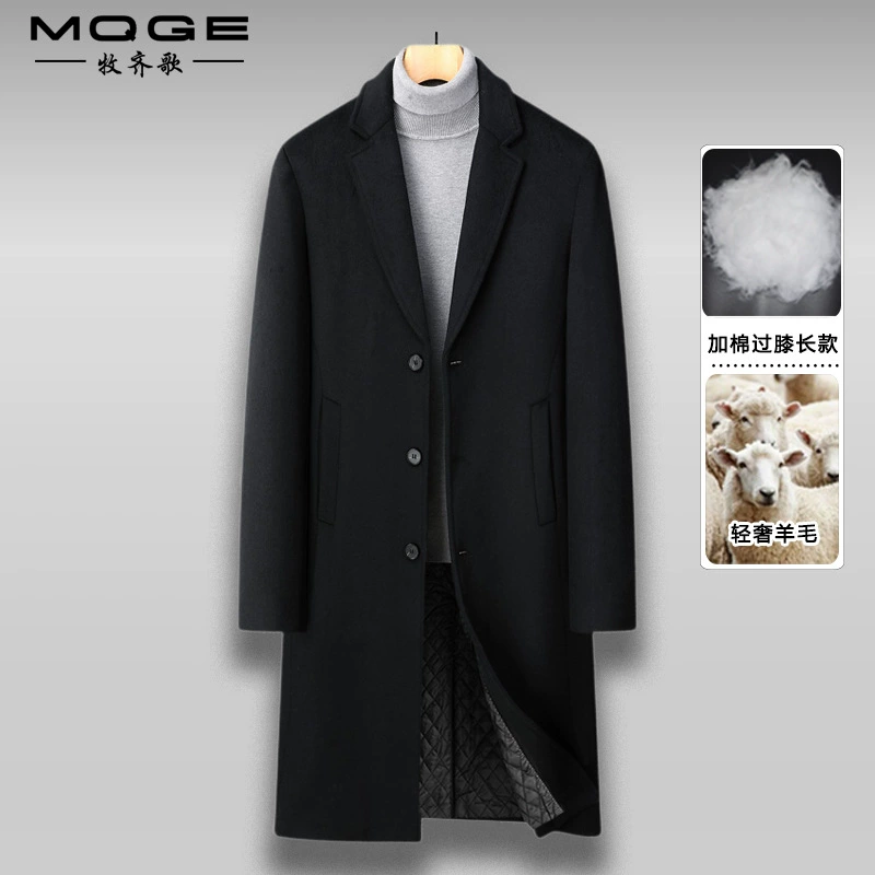 Мужское шерстяное пальто-тренч WO, новинка осени-зимы, деловой повседневный стиль, длинное, ниже колена, средней длины