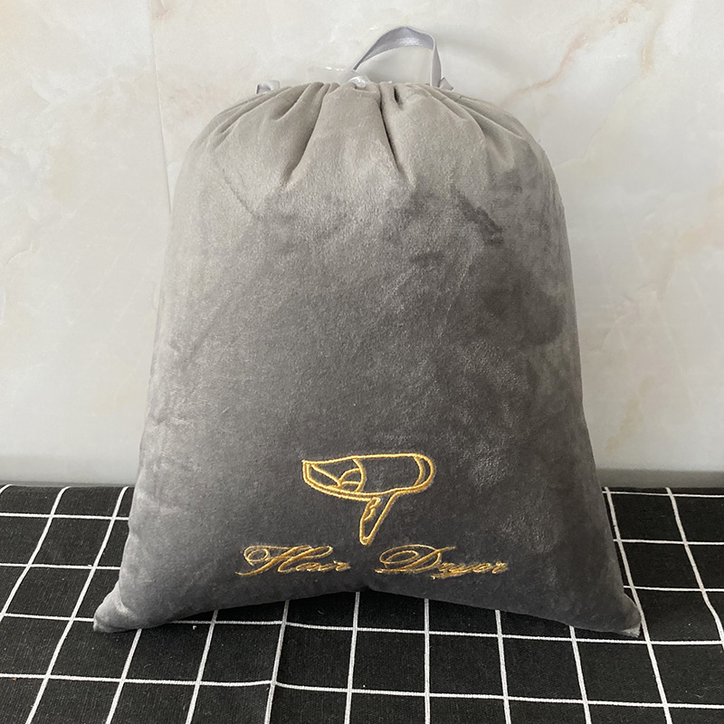 En stock venta al por mayor Hotel especial secador de pelo bolsa cordón hogar secador de pelo bolsa de polvo bordado secador de pelo bolsa de tela