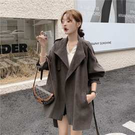 双排扣时尚风衣外套女新款春秋新款宽松复古感休闲大衣女
