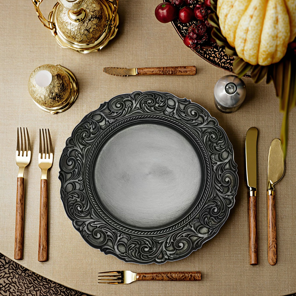 Comercio exterior suministro de platos retro europeos almohadilla de plato de banquete diseño artesanal plato de alto nivel fabricante de plato antiguo