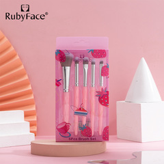 Rubyface化妝刷水果系列三色5支美妝彩妝工具化妝套刷跨境
