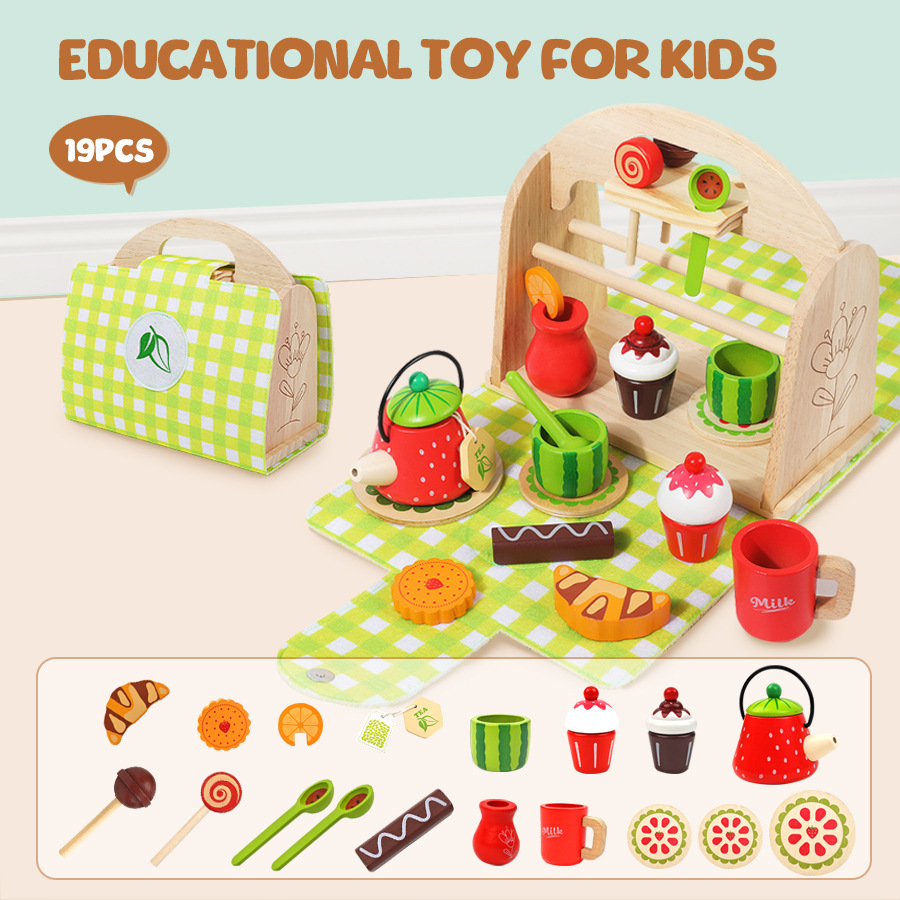 Juego de simulación para niños juego de té postre juego de juegos de Kindergarten juego de rol educación temprana juguetes de madera