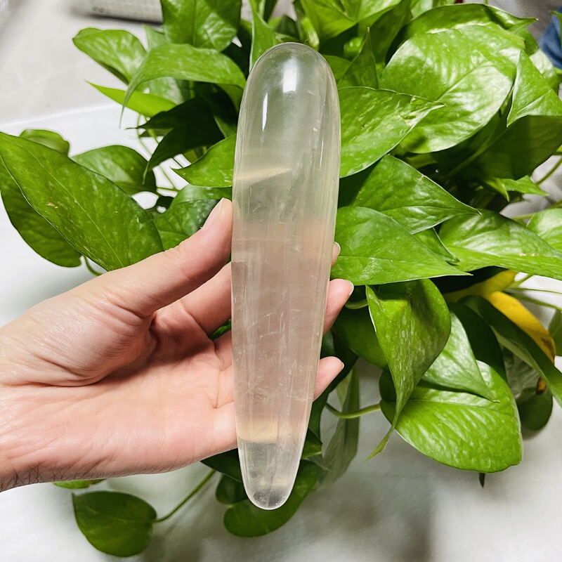天然水晶茶晶 原石雕刻打磨水晶按摩棒 图 5