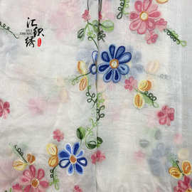 夏季爆款轻薄天丝底多色绣花布料 女装裙装演出服服饰绣花面料