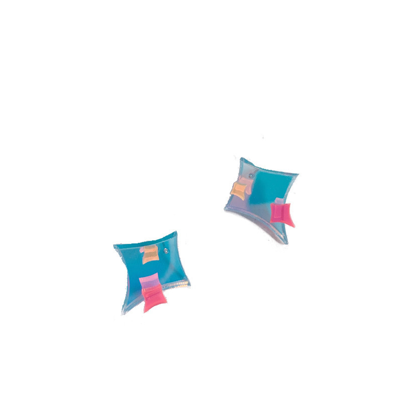 韩版创意新款时尚炫彩镭射星星小清新个性亚克力立体花耳钉耳环|ms