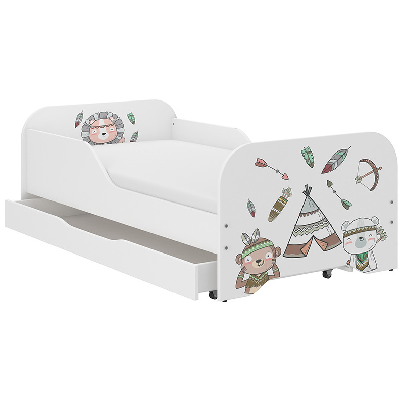 Simple cama para niños cama individual niños y niñas pequeño dormitorio con cajón de almacenamiento patrón de cama opcional
