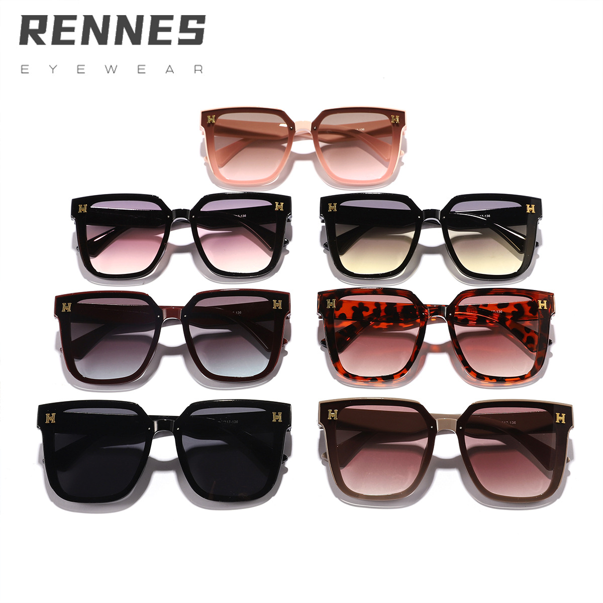 Nuevas gafas de sol de PC con letras de caja coreanas transfronterizas