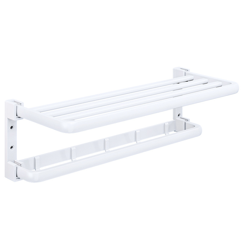 Baño blanco rack toalla rack espacio aluminio Punch-libre baño pared colgando inodoro Baño de almacenamiento toalla rack