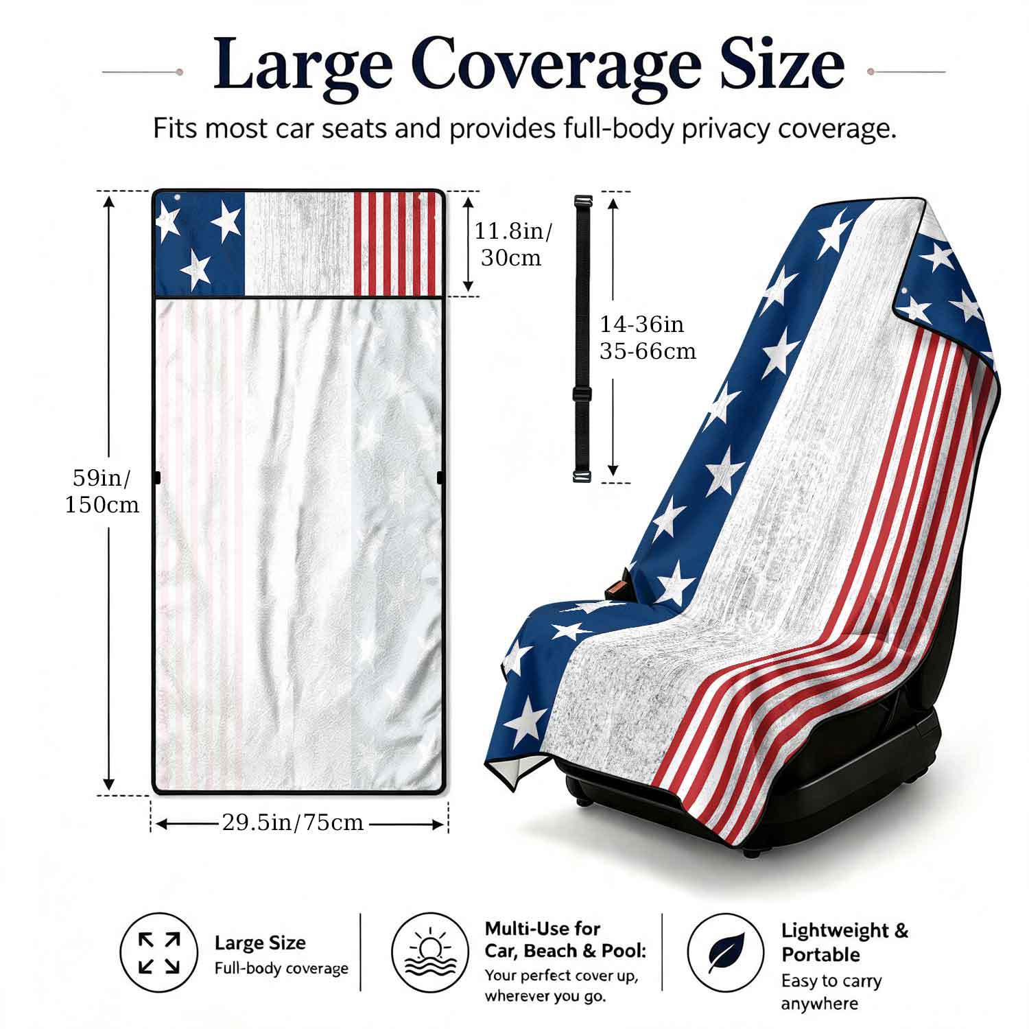 2-piece dual-use car seat cover, ultra-fine fiber, can be used as a beach towel, printed car protective seat cover 13