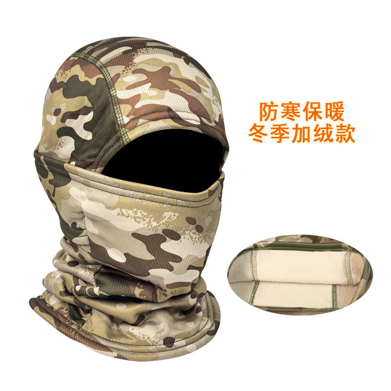 Pasamontañas táctico de camuflaje grueso para invierno, protección facial térmica para ciclismo o deportes al aire libre