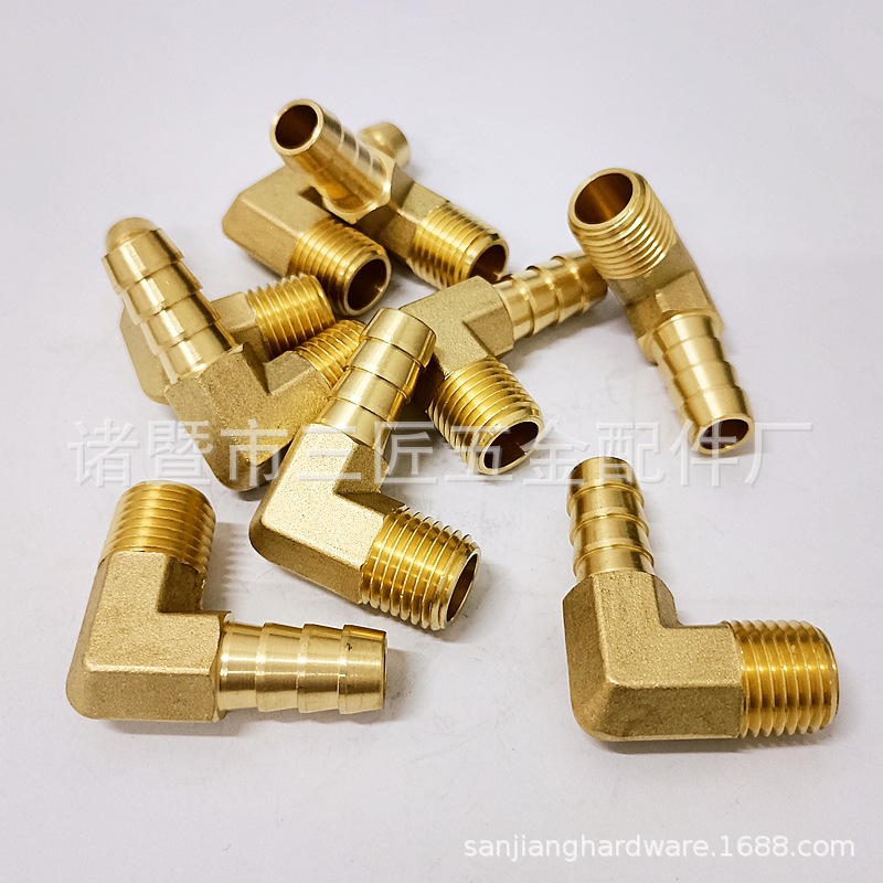 加厚铜宝塔弯头 空压机气管直角气嘴 R 1/4 NPT BSPT外丝宝塔弯头