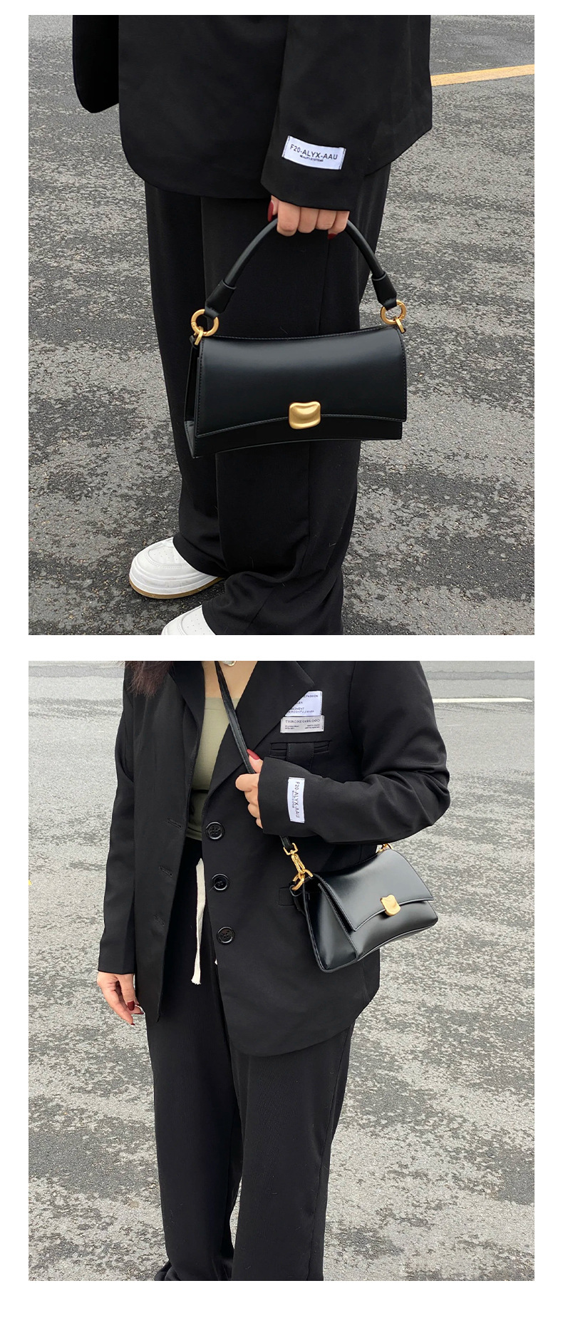 All Seasons Season Women's Gender Elegant, Streetwear Style Square Shape Small Size Women's Small PU Solid Color Elegant Streetwear Lock Square Magnetic Buckle Handbag