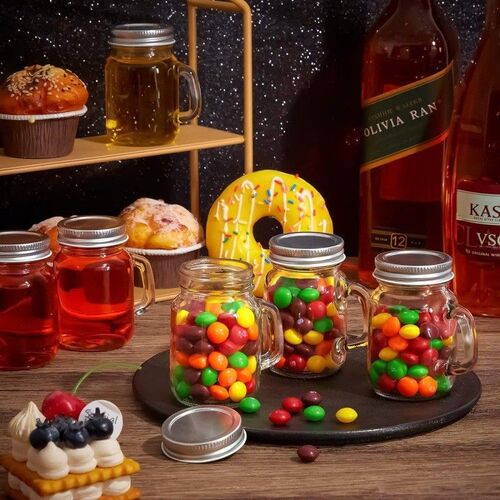 Bottle Mini Glass Cup Concentrated Jam Pouch Jar Cup Nut Mason Jar Handle Cups