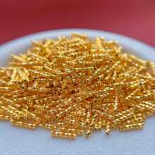 S925古法银镀金配件爆闪珠直管珠隔珠花管diy串手链项链文艺复古
