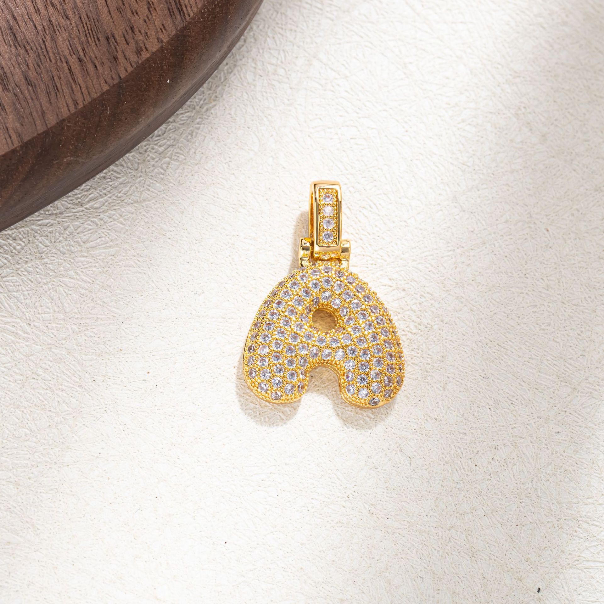 7g Weight Pendant Jewelry Making Type Golden Plated Plating Material Zircon Inlay Material 1 Piece Quantity Casual Occasion Copper Material Letter Pattern Women's Gender Simple Style Style Plating Craft 1 Piece Copper Zircon Letter Pendant 2