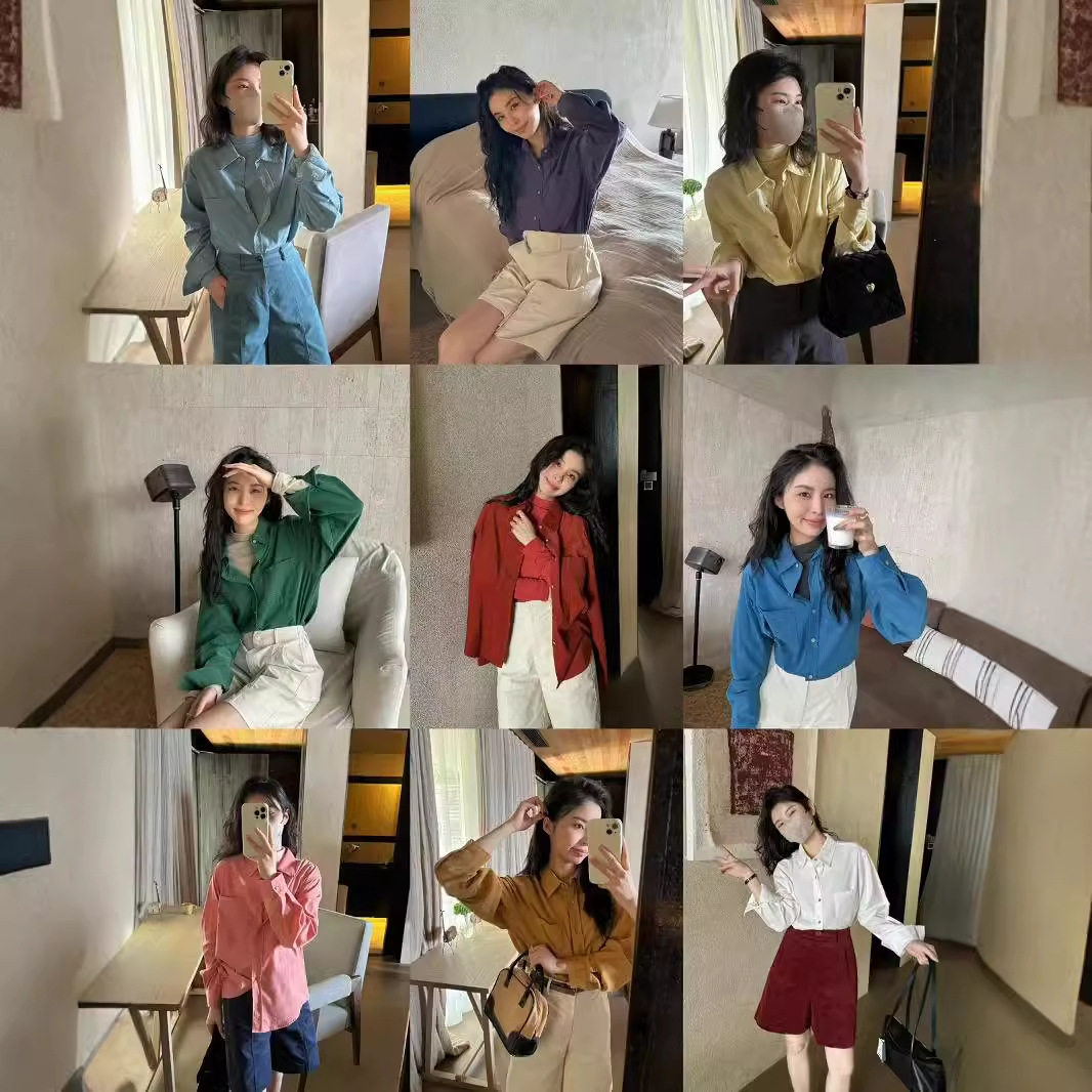 클리어런스 환불되지 않은 코듀로이 긴팔 셔츠 여성의 봄과 가을 디자인 셔츠 캐주얼 다용도 탑 7329