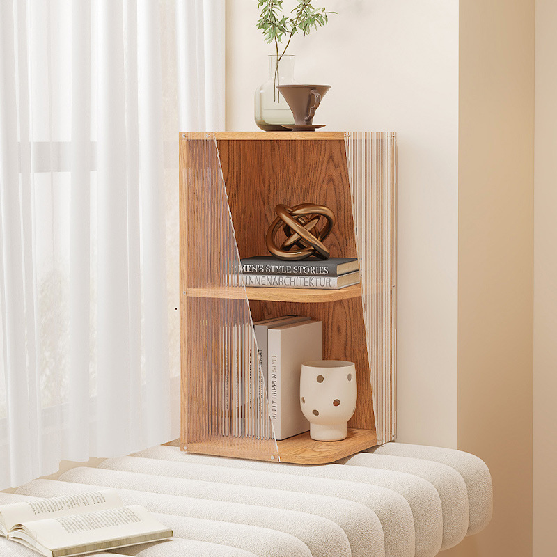 Original nuevo estilo acrílico dormitorio sala de estar estante de piso para estudio mesita de noche estante de almacenamiento de esquina multicapa