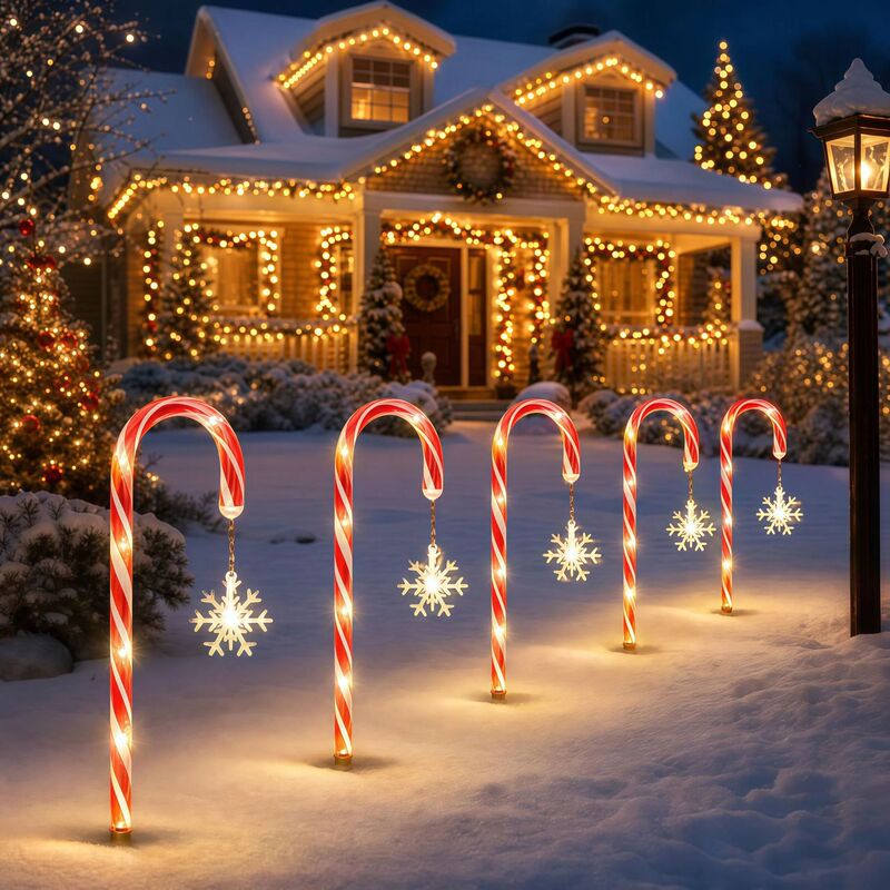 Cross-border solar-powered cane ground lights, Christmas atmosphere lights, outdoor garden lights, waterproof landscape decorative LED lights