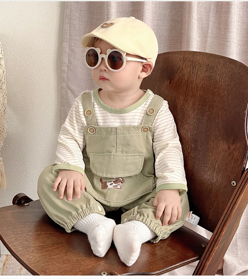 Ensemble bébé garçon cartoon avec salopette printemps automne_voghion.com
