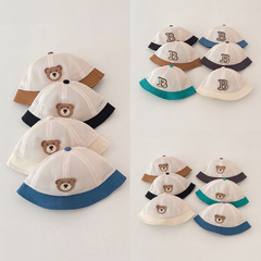 兒童透氣漁夫帽可愛卡通小熊太陽帽韓版新款全網帽遮陽外貿M678
