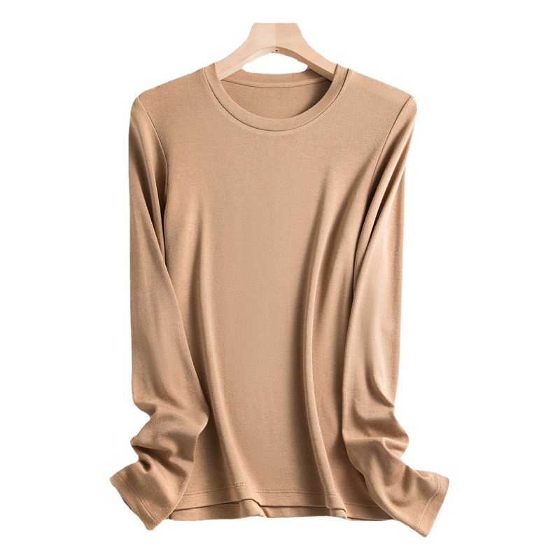 プロテインエッセンス入りベースレイヤー レディース 発熱インナー ノーアイロン 丸首 ハーフタートルネック パイルネック ベースレイヤー ロングスリーブ