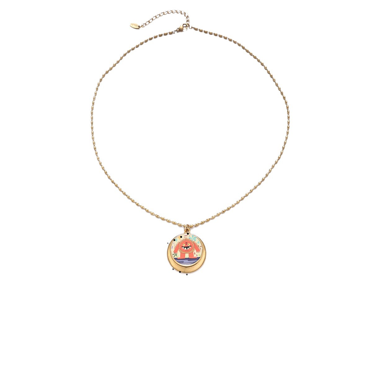 Collar de acero inoxidable para mujeres no se desvanece colgante de monstruo cadena de clavícula ligera lujo transfronterizo joyería caliente
