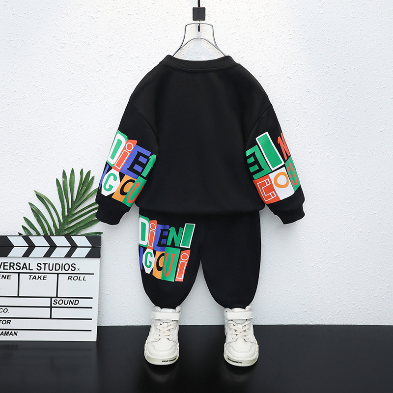 Pull décontracté pour garçons, ensemble deux pièces avec lettres imprimées, vêtements Cool pour bébés, nouvelle collection printemps et automne 2023_voghion.com