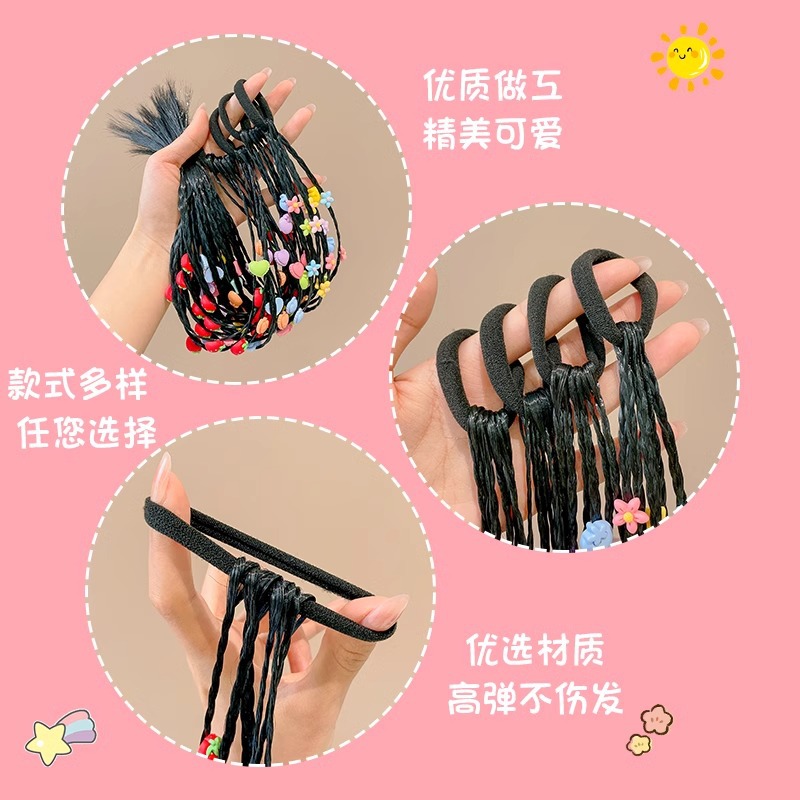 Chica dulce fresca trenza de boxeo Peluca de los niños Twist trenza Cola de Caballo alta de niña corbata anillo de pelo trenza sucia cuerda de pelo