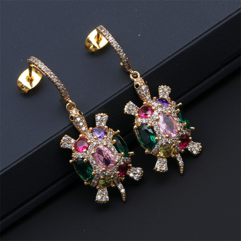 Fashion C Shape Water Drop Heart Shape Copper Earrings Butterfly Zircon Copper Earrings